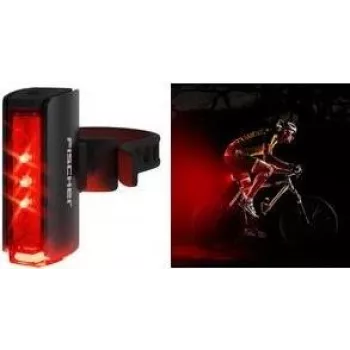 Tagumine LED-jalgrattatuli FISCHER PLUS TWIN STOP alumiiniumist maapinnavalgustusega