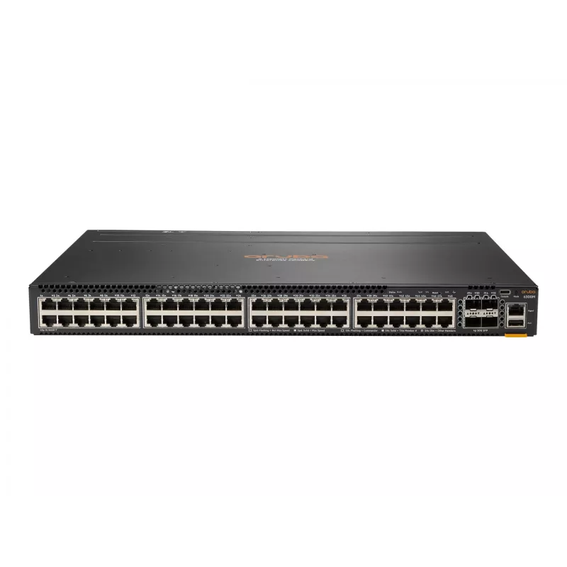 HPE - Aruba 6300M - Switch - L3 - hallatav - 48 x 10/100/1000 (1 PoE+) + 4 x 1 Gigabit / 10 Gigabit / 25 Gigabit / 50 Gigabit SFP56 (ülesling / virnastamine) Esiküljelt ja küljelt tagaküljele