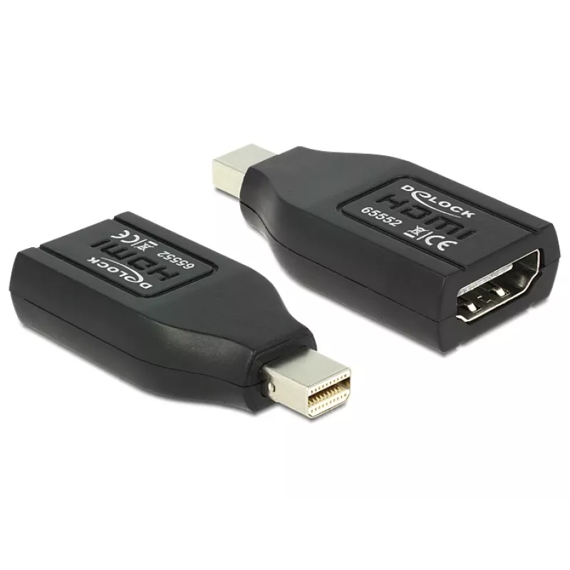 DeLOCK - Video- / Audio-adapter - HDMI - HDMI, 19-kontaktiline (W) - Mini DisplayPort (M) - (DisplayPort 1.1) - Must (65552)