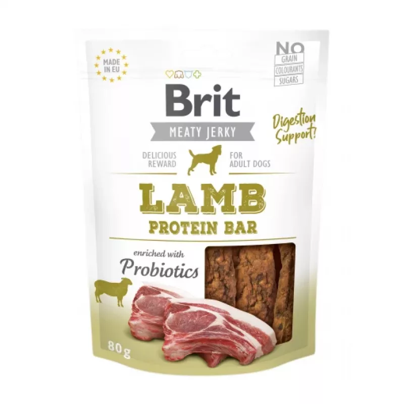 Koeramaius Brit Jerky Lamb Protein bar 200 g — näritav, 30% valku, 26% rasva, gluteeni- ja suhkruvaba