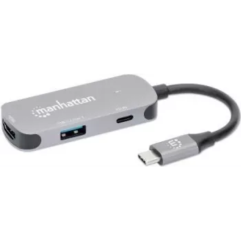 Manhattan 130707 Sülearvuti dokkimisjaam ja pordireplikaator Juhtmega USB 3.2 Gen 1 (3.1 Gen 1) Type-C Alumiinium (130707)