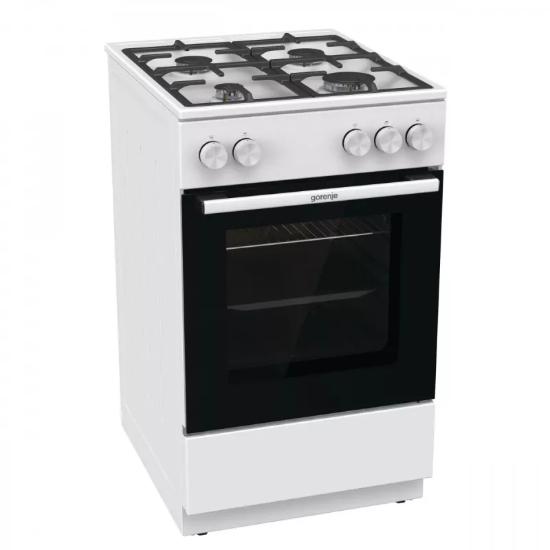 Vabalt seisev gaasipliit ahjuga Gorenje GG5A10WFFM — 4 põletiga pliidiplaat, 70 l ahi, emailitud pealispind, valge