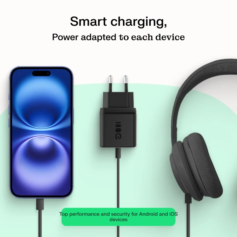 Laadija roheline Cell PowerSource Duo30 – 1× USB-A, 1× USB-C, 3A