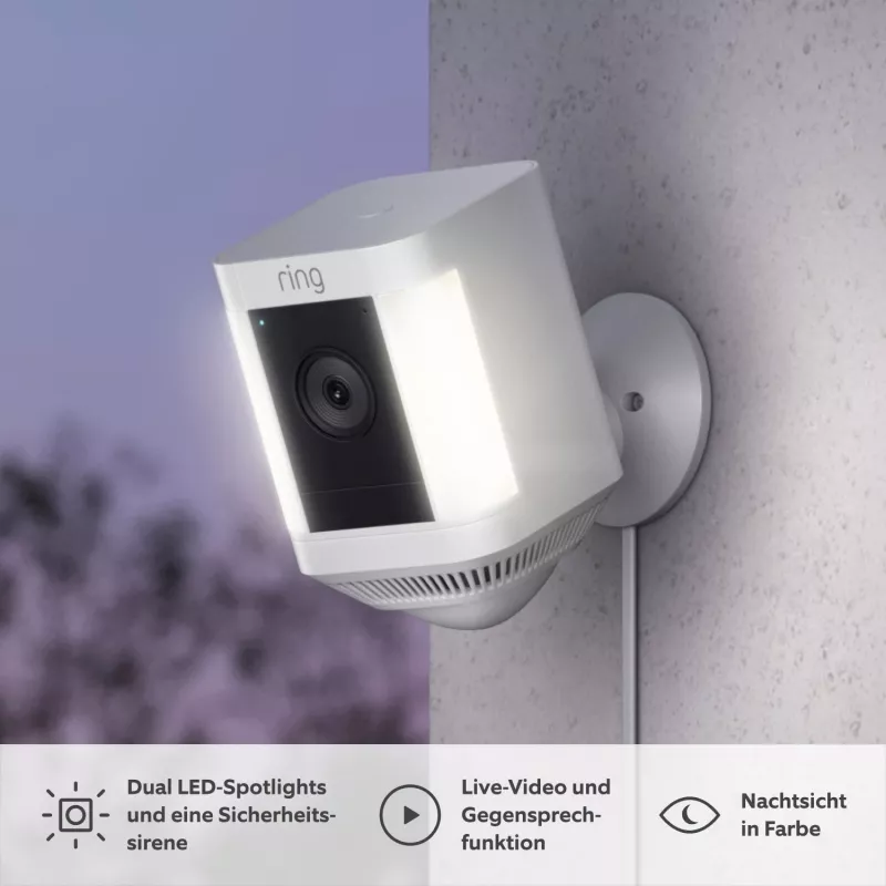 Ring Spotlight Cam Plus Plug-In võrguseirekaamera, välistingimustesse