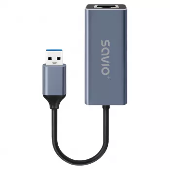 Võrguliidese adapter SAVIO AK-83 USB Type-A-pistik RJ-45, 5 Gbit/s, must
