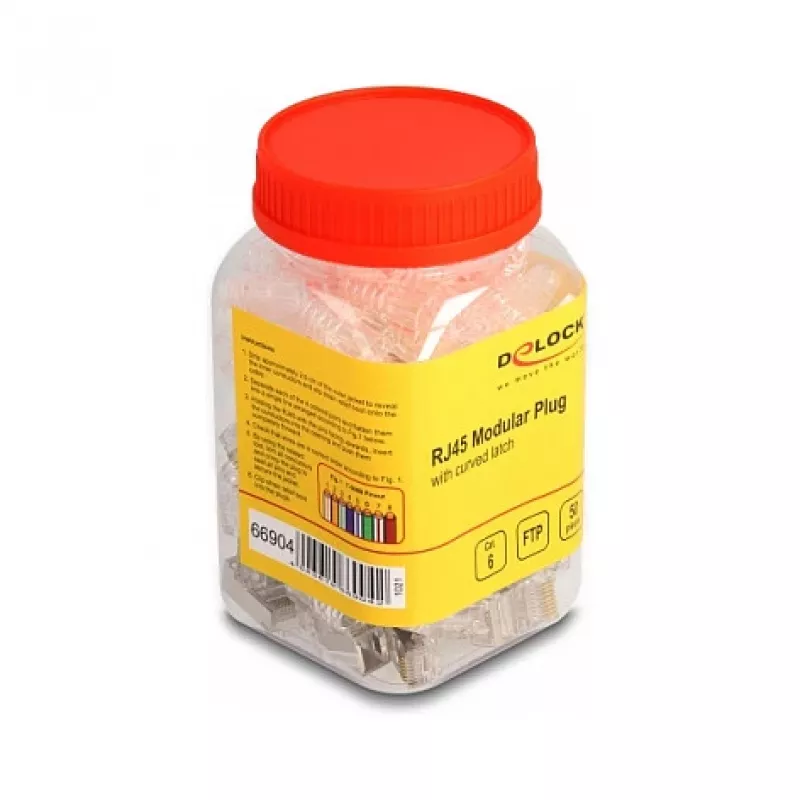 DeLOCK RJ45 modulaarpistik Cat.6 kumera riivi ja paindekaitsega 50 tk