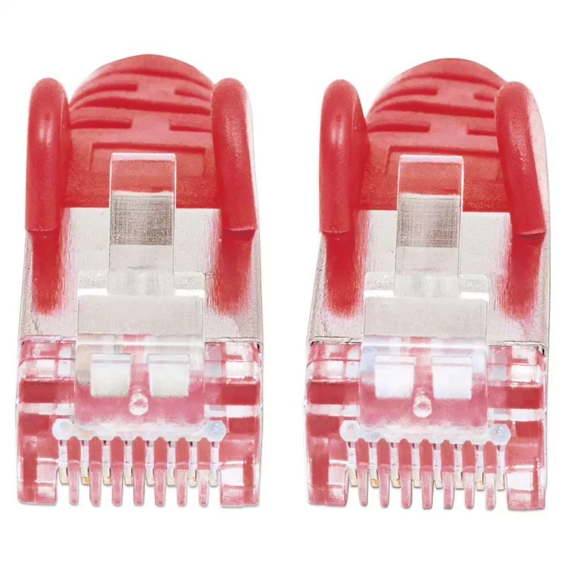 Intellinet võrguparanduskaabel, Cat6, 0,5 m, punane, vask, S/FTP, LSOH / LSZH, PVC, RJ45, kullatud kontaktid, tõmbevabastusega, saapaga, eluaegne garantii