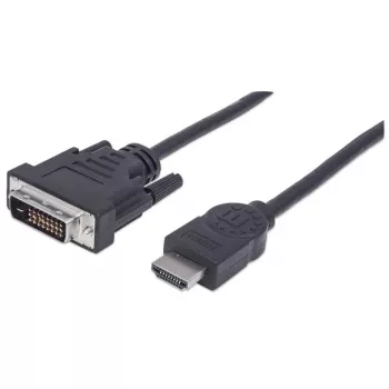 Manhattan HDMI-DVI-D 24+1 -kaabel, 1,8 m, isane-isanele, must, võrdväärne HDMIDVIMM6, kahesuunaline link, ühildub DVD-D-ga, eluaegne garantii, polükott