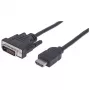 Manhattan HDMI-DVI-D 24+1 -kaabel, 1,8 m, isane-isanele, must, võrdväärne HDMIDVIMM6, kahesuunaline link, ühildub DVD-D-ga, eluaegne garantii, polükott