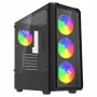PC kuubikujuline korpus SAVIO Noctis Glass RGB — must, ATX/Micro-ATX, 210×410×450 mm, 3×120 mm esiventilaatorid