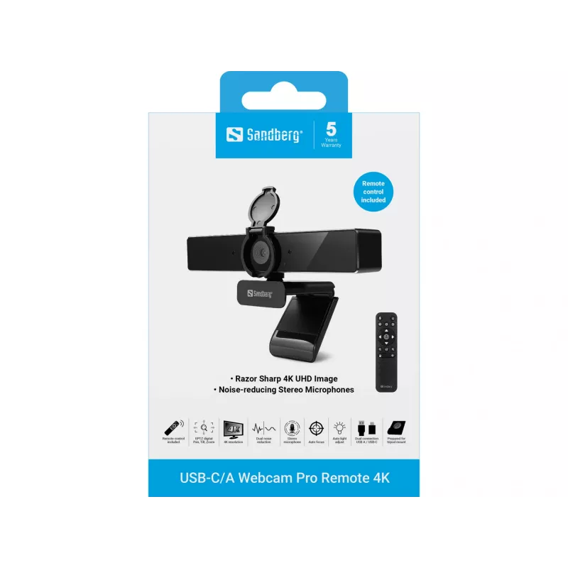 Veebikaamera Sandberg USB-C/A Pro Remote 4K 8 MP 3840x2160