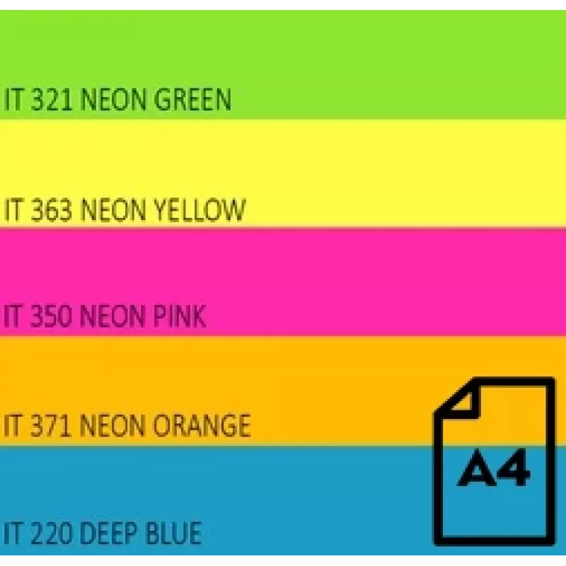 Värviline neoonpaber Double A, 75g, A4, 100 lehte, Rainbow 4, 5 neoonvärvi