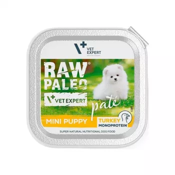 Märg koeratoit VETEXPERT RAW PALEO Pate Mini Turkey 150 g — kutsikavormel väikestele tõugudele, tera- ja sojavaba