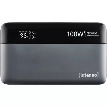 Akupank INTENSO 7350050 — 20000 mAh, 1× USB-A + 2× USB-C, 100 W koguväljundvõimsus, must/hall