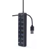 USB-jaotur Gembird UHB-U3P7P-01, 7-pordiline USB 3.2 Gen 1 (Type-A), 0,24 m kaabel, must