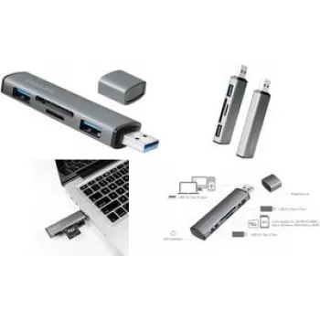 LogiLink UA0394 USB 3.2 Gen 2 jaotur alumiiniumkorpuses, sisseehitatud SD-kaardilugejaga, olekuindikaatoriga