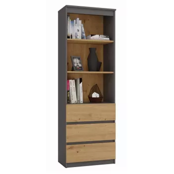 Kontoriraamaturiiul top e shop RS-60 ANT/ART KPL — 3 riiulit, puitlaastplaat, 600×350×1800 mm