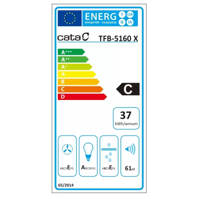 CATA | õhupuhasti | TFB-5160 X | Teleskoop | Energiatõhususe klass C | Laius 59,5 cm | 300 m³/h | Mehaaniline | CSLED | Roostevaba teras