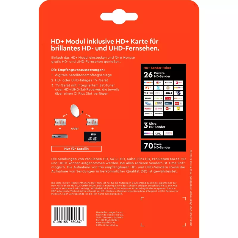 HD plus HD+ moodul koos 6 kuu HD+ kanalipaketiga