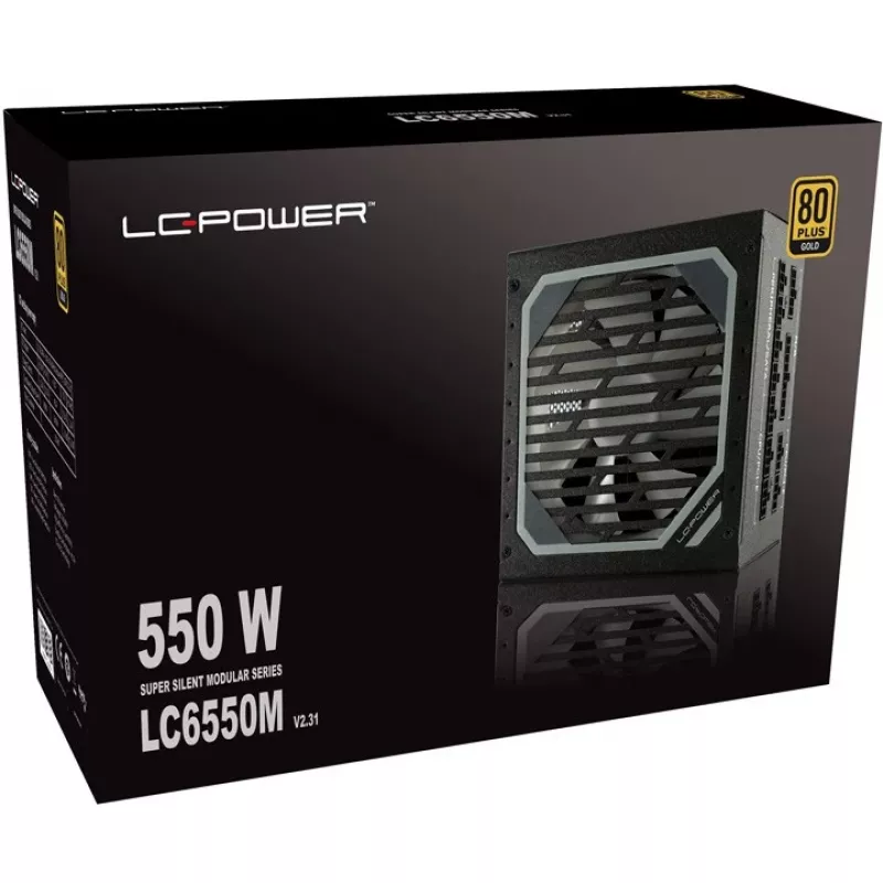 LC Power Super Silent Modular Series LC6550M V2,31 - toiteplokk (sisemine) - ATX12V 2,3 - EPS12V - 80 PLUS Gold - AC 110-240 V - 550 vatti - aktiivne PFC - haamriga must (L