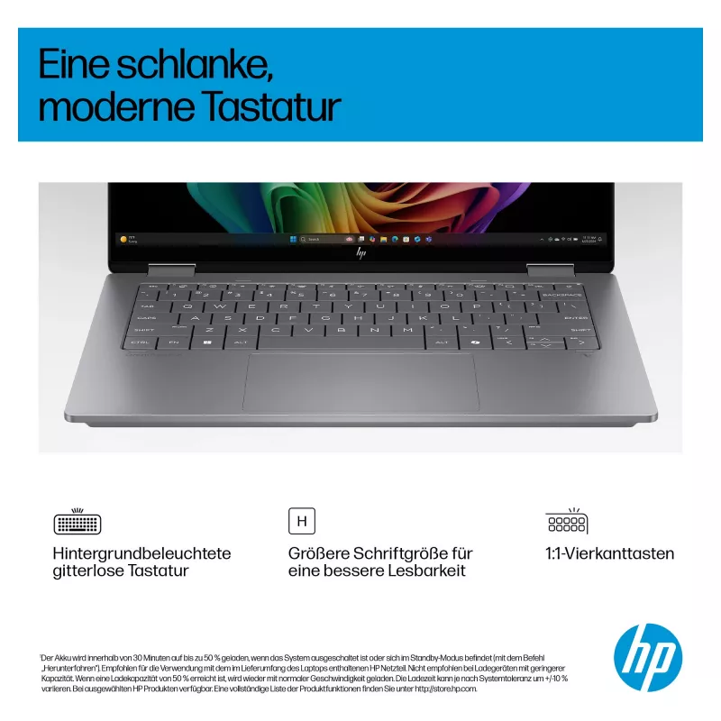 HP OmniBook X Flip Next Gen AI sülearvuti 14-fm0056ng - Pööratav disain - Intel Core Ultra 5 226V / 2,1 GHz - Win 11 Home - Arc Graphics 130V - 16 GB RAM - 512 GB SSD NVMe - 35,6 cm (14)