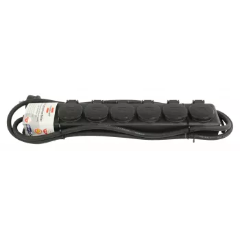 pikendusjuhe IP44 6 pesaga must 2 m H07RN-F 3G1,5 (1159970)
