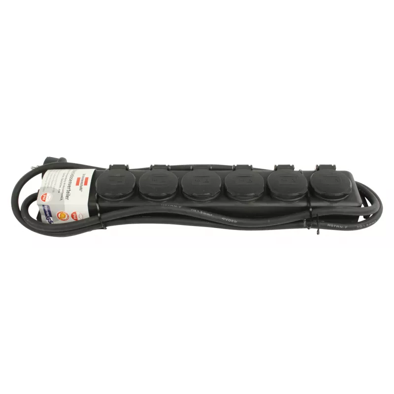 pikendusjuhe IP44 6 pesaga must 2 m H07RN-F 3G1,5 (1159970)