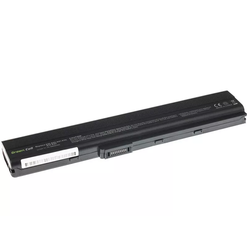 Aku roheline Cell AS02 ASUS K52 seeriale — Li‑Ion 4400 mAh, 11,1 V, 6 elementi, must