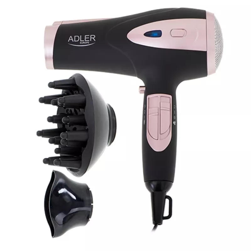 Adler | Föön | AD 2248b ION | 2200 W | Temperatuuriseadete arv 3 | Ioonfunktsioon | Difuusori otsik | Must/Roosa