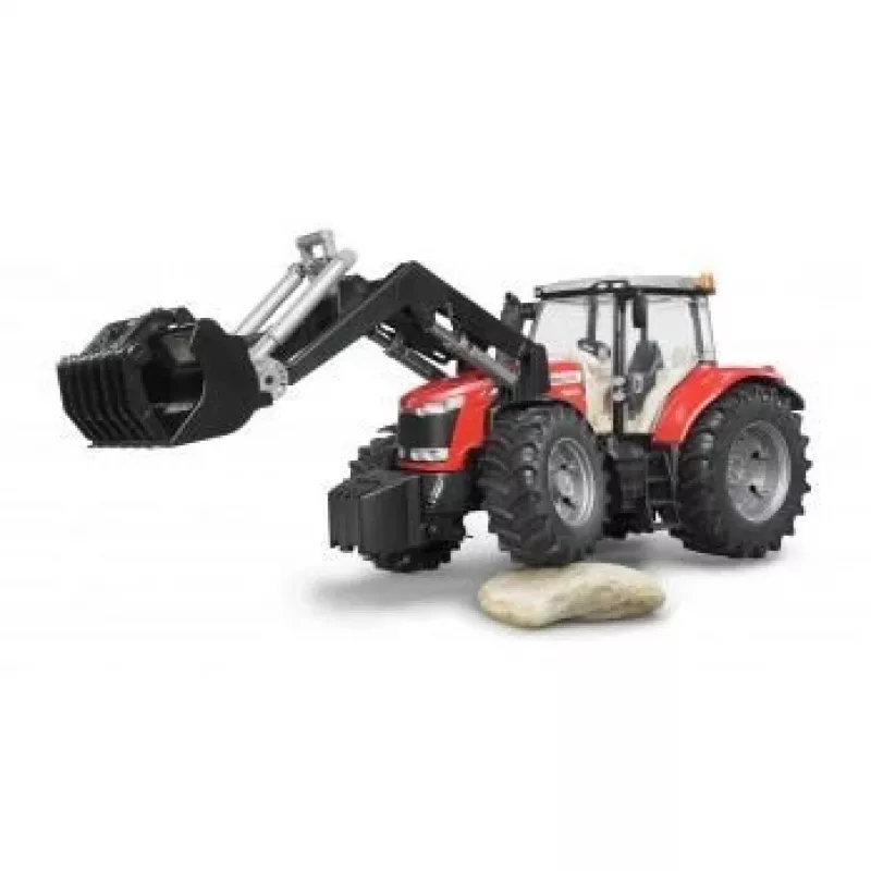Mängutraktor BRUDER Massey Ferguson 7624 esilaaduriga, punane, alates 3. eluaastast