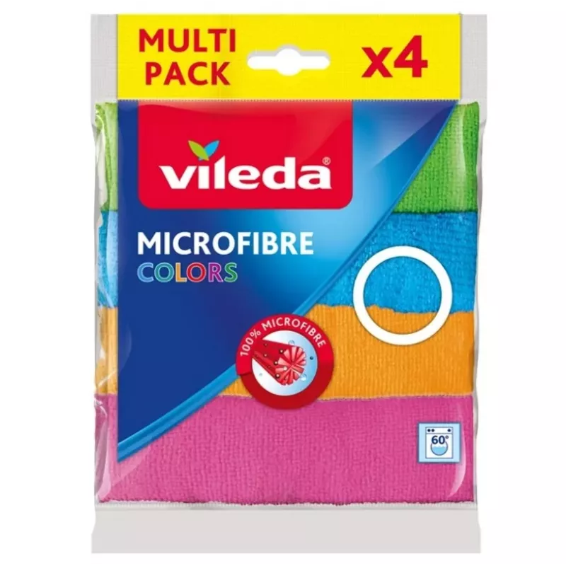 Mikrokiust puhastuslapp VILEDA 4 tk, oranž, 380×360 mm, Polüester 80% / Polüamiid 20%, masinpestav