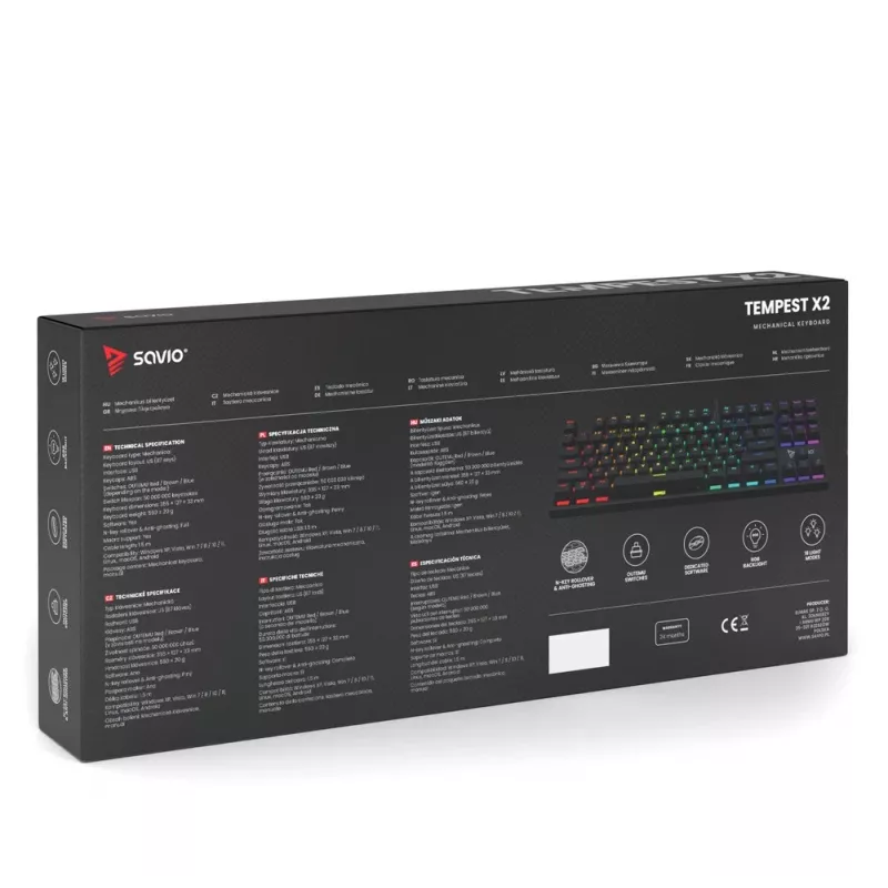 Savio mehaaniline klaviatuur RGB Tempest X2 Outemu Brown
