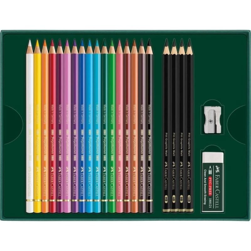 Õlipõhine pliiats Faber-Castell Polychromos & Pitt Graphite Matt komplekt 21 tk mitmevärviline
