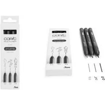 COPIC Multiliner peeniksviltpliiats must 0,3 + 0,5 + 0,8 mm, 3 tk (22075630)