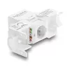 Keystone moodul DELOCK RJ45 LSA-le Cat.6 UTP tööriistavabalt tolmukattega, lame, 16×31,8×19,4 mm, valge/must