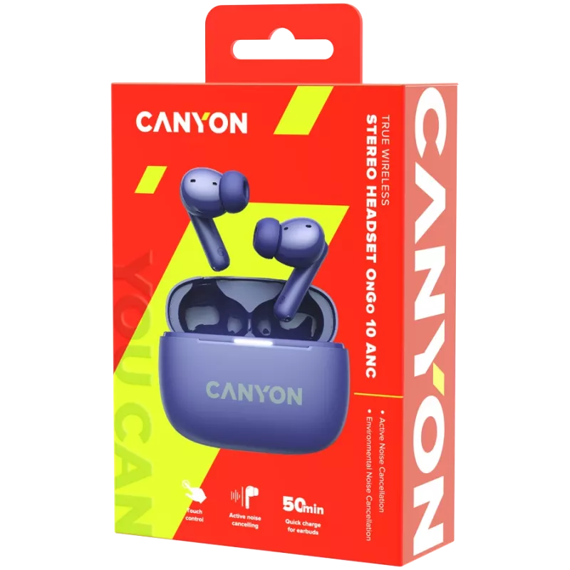 Canyon CNS-TWS10PL Kõrvaklapid ja peakomplekt True Wireless Stereo (TWS) kõrvasisesed kõned/muusika/sport/igapäevane kasutamine USB Type-C Bluetooth Violet (CNS-TWS10PL)
