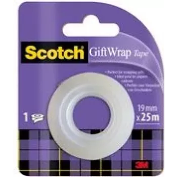 Scotch GIFTWRAPR kirjatarvete teip, 25 m, läbipaistev, 19 mm
