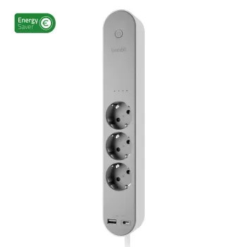 Pikenduspesa Hombli HBPO-0108 — 3× tüüp E vahelduvvoolupesa, 230V 16A, siseruumides, valge/hall