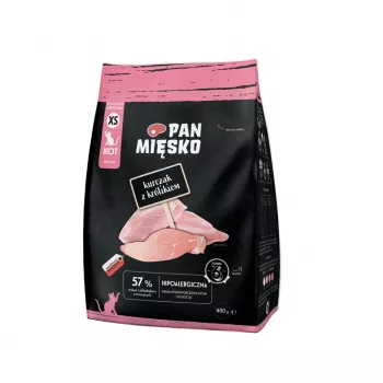 Kuiv kassitoit Pan Miesko kana ja küülikuga XS 400 g — juunior, väiketõug, 39% valku, 16% rasva