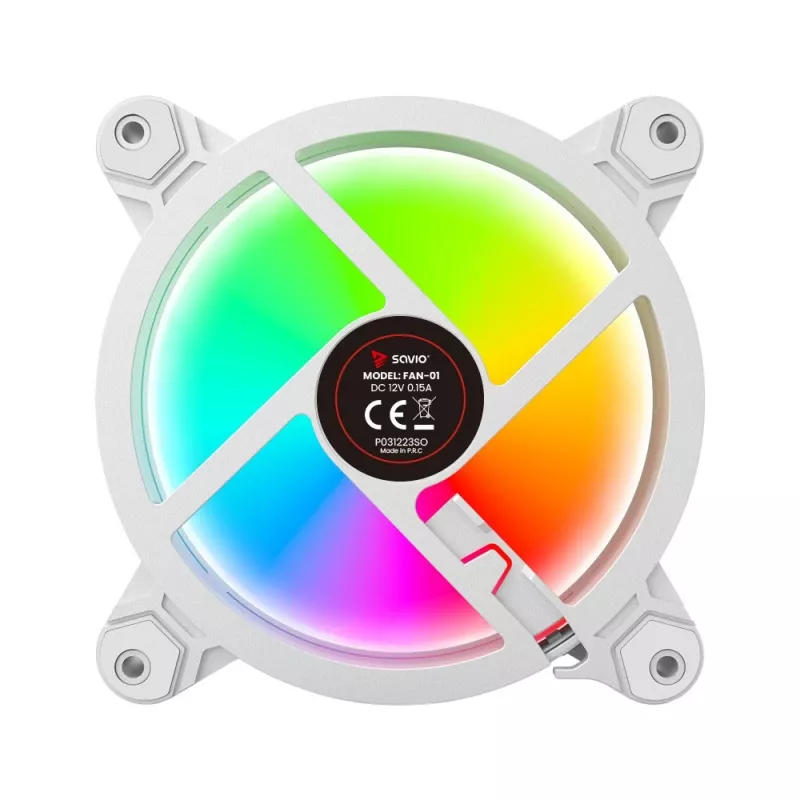 SAVIO FAN-01 Valge 4-pakk 120 mm ARGB ventilaator koos kontrolleri ja kaugjuhtimispuldiga