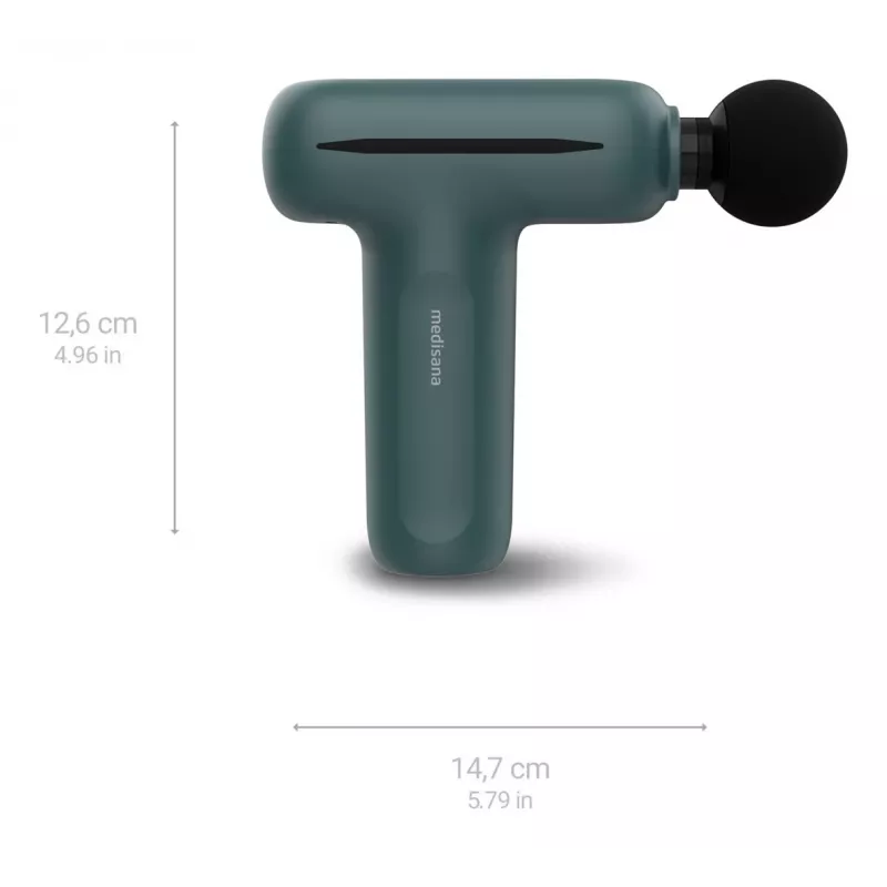 Medisana MG 200 lihasmassaažipüstol 4 peaga, vibratsioon, 3000 p/min, 8 mm amplituud, Li‑Ion 7,4 V, USB-laadimine