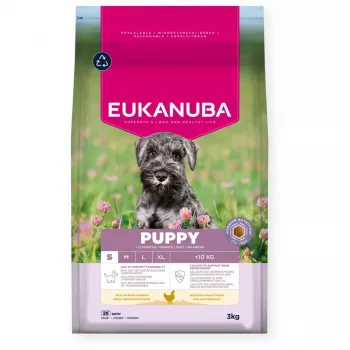 Kuiv kutsikatoit EUKANUBA Puppy Small, kana, 3 kg — väikest tõugu kutsikatele 2–4,9 kg, 33% valku, 21% rasva
