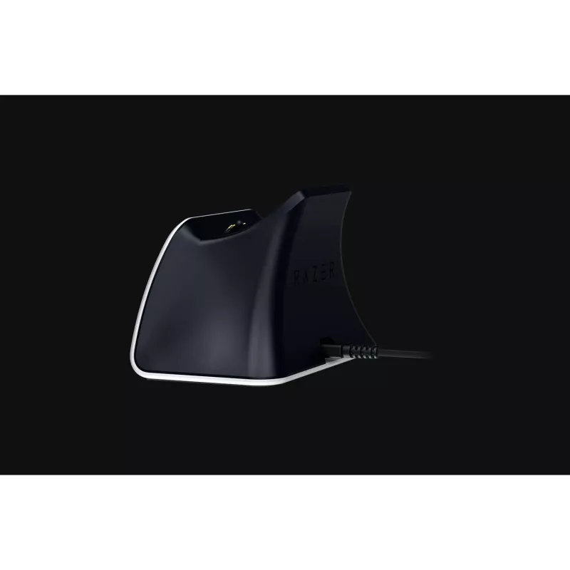 Laadimisalus Razer RC21-01900100-R3U1 PlayStation 5 kontrolleritele — valge, laadib ühte kontrollerit, sisaldab USB-C–USB-A kaablit