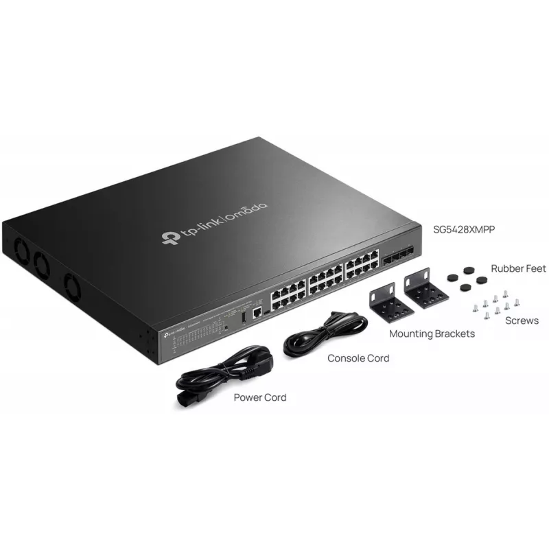 TP-Link SG5428XMPP võrgukommutaator Hallatav L3 Gigabit Ethernet (10/100/1000) Power over Ethernet (PoE) Must