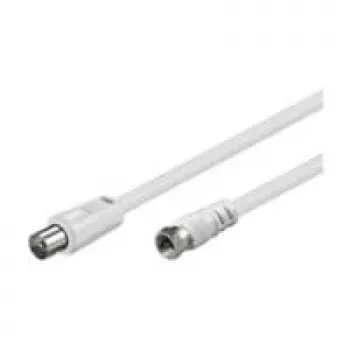 Wentronic Goobay SAT-/antenni ühenduskaabel, valge, 5 m – F-pistik IEC/koaksiaalpistik (11728)