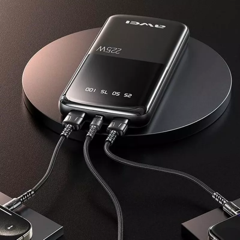Awei PowerBank P10K 10000 MAh 22,5W Must/Must (10000mAh, 22W, 22,50Wh), Powerpank, Must