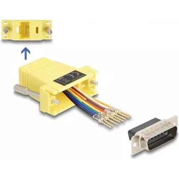 DeLOCK D-Sub 15 kontaktisik RJ45 kontaktisik montaažikomplekt kollane VGA RJ-45