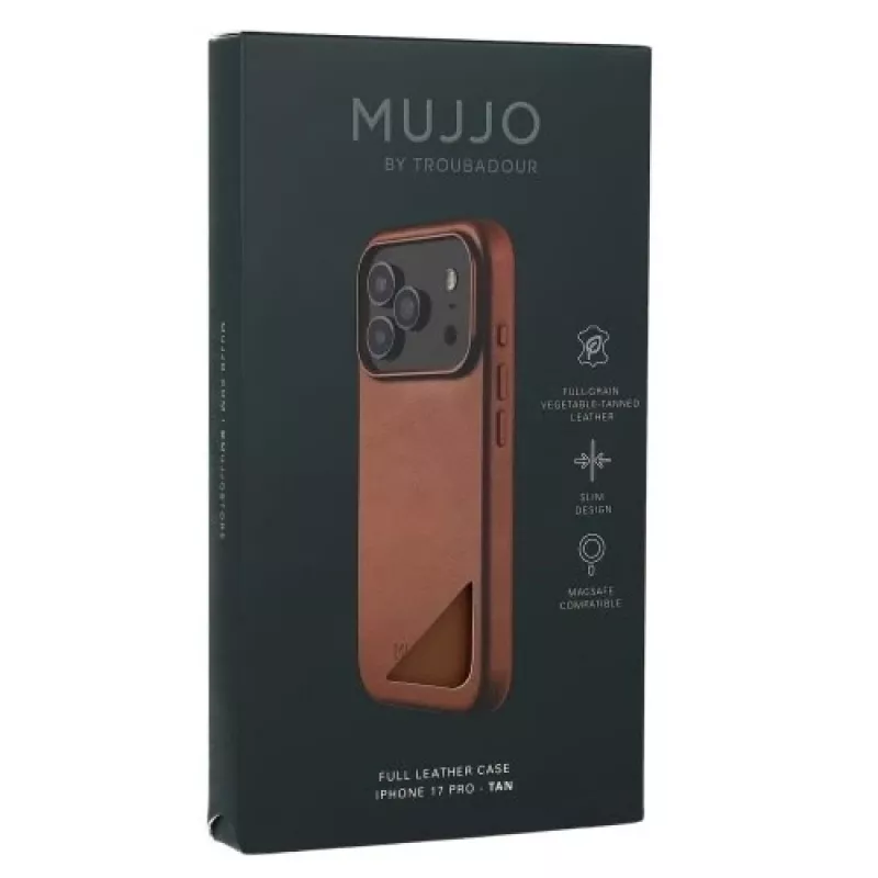 Mujjo täisnahast MagSafe ümbris iPhone 17 Pro jaoks, pruun