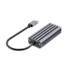 USB-C–RJ45 adapter Unitek U1343AGY01 — 5 Gbps Ethernet, USB-C (isane) RJ45 (emane), hall, 0,15 m kaabel
