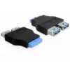 Delock Adapter USB 3.0 Pin Header Socket > 2 x USB 3.0 Socket - kõrvuti (65324)